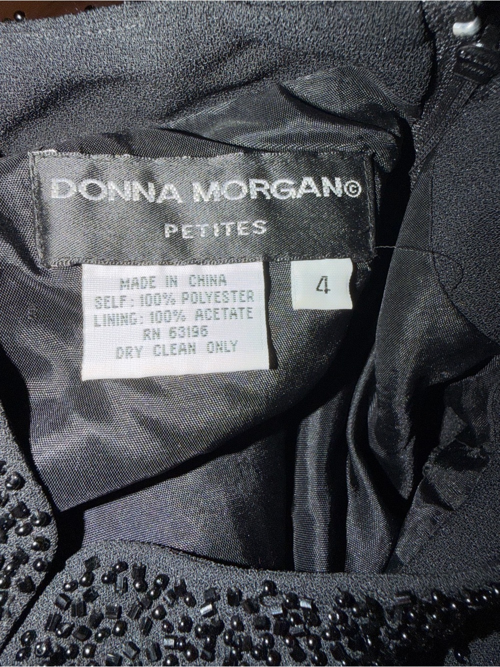 Donna Morgan Black Beaded Sheath Dress P4 NWT Career Cocktail Evening Lined - Picture 6 of 7